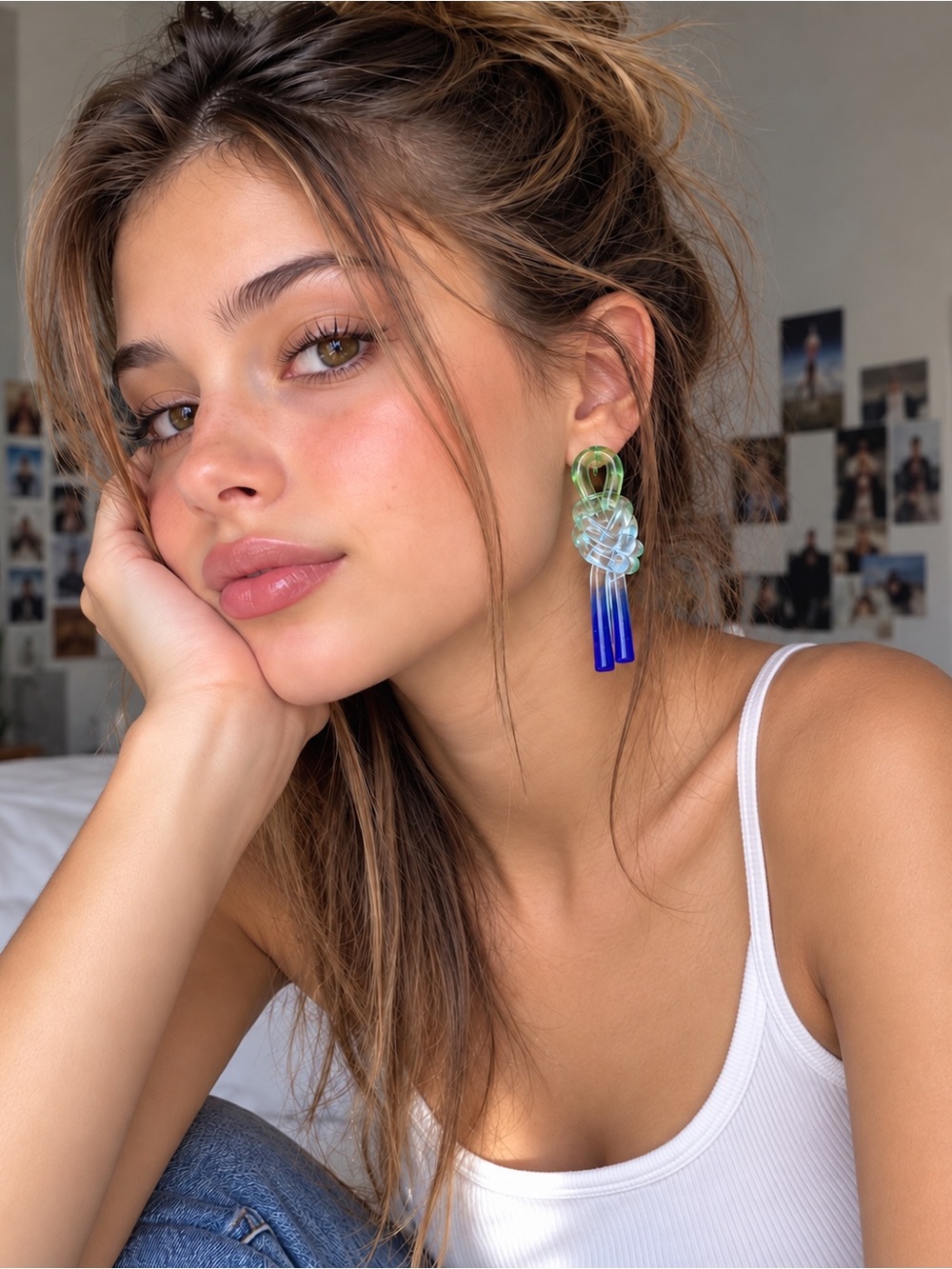 Network Sculptural Gradient Resin Knot Drop Earrings